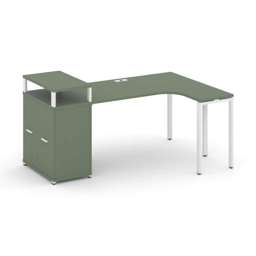 Concept Стол эргономичный с опорным распаш. шкафом с верх. горизонтом CN.SA-212(R) W Кобо/Металл Бел