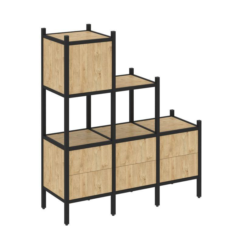 Loft Прямой стеллаж VR.L-12 Тиквуд Светлый/Металл Черный 1278*446*1458