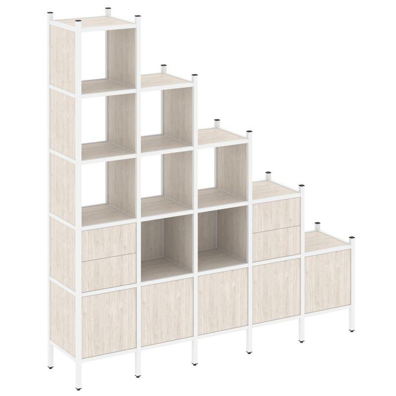 Loft Прямой стеллаж VR.L-23 Денвер Светлый/Металл Белый 2110*446*2280 Loft Прямой стеллаж VR.L-23 Денвер Светлый/Металл Белый 2110*446*2280