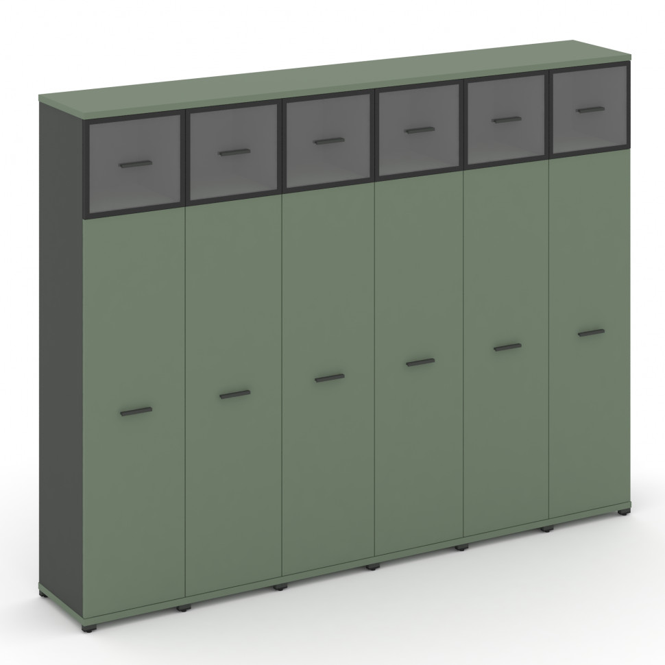 Concept Шкаф 6 узких секций, 5 ниш CN.STU-567 RPB A Кобо/Антрацит/Металл Антрацит/Прозрачный 2500*42