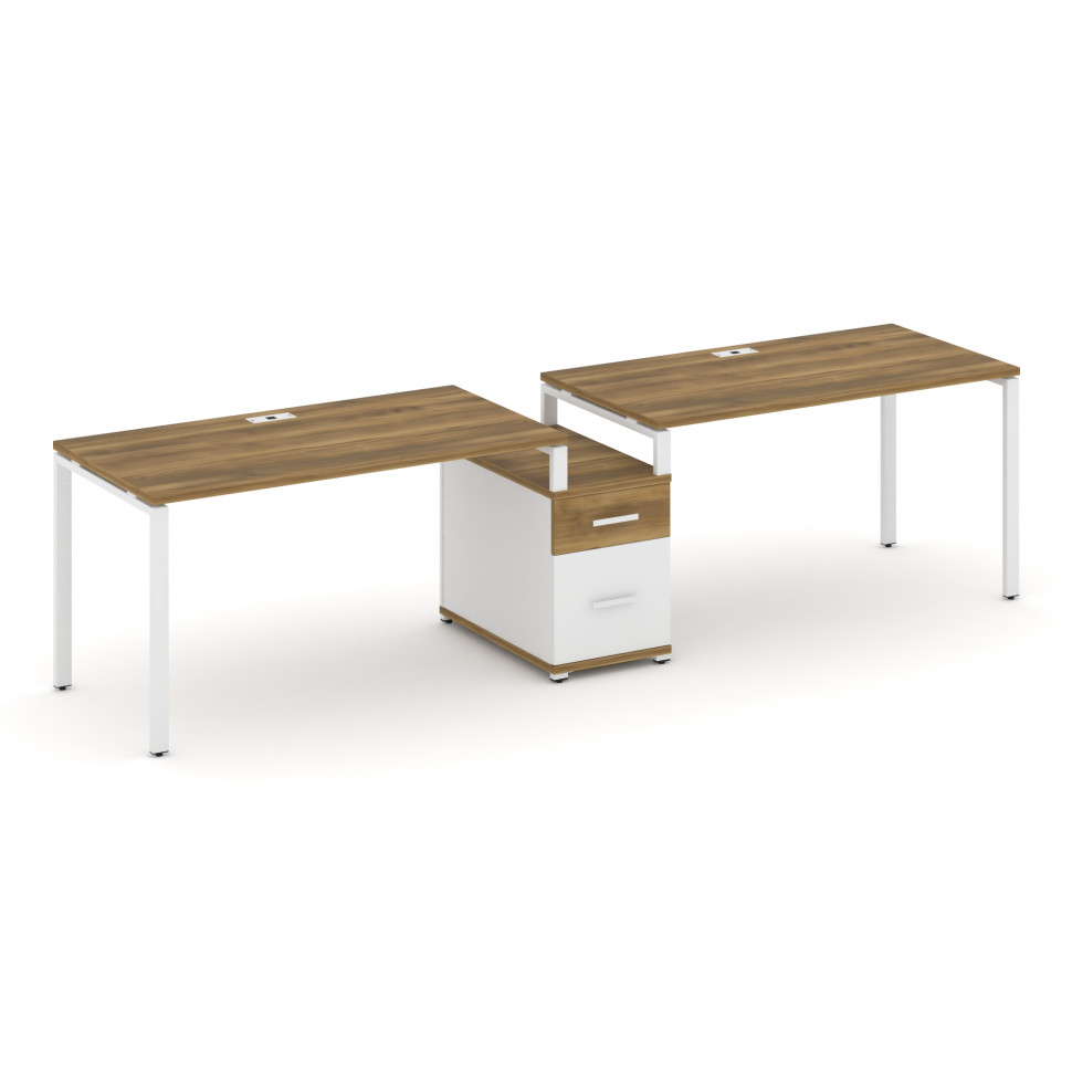 Concept Рабочая станция 2 места с 1 опорной тумбой CN.ORS-307 W Сандал Янтарный/Белый Бриллиант/Мета