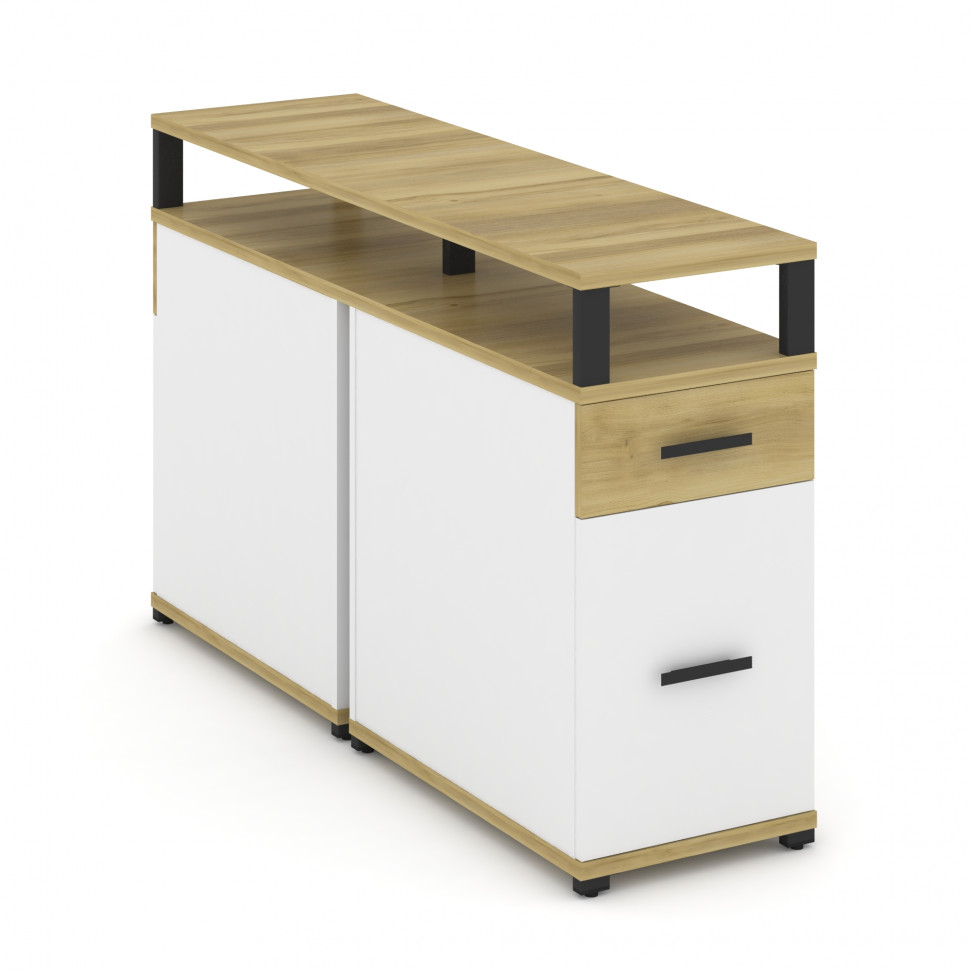 Concept Тумба двухсторонняя опорная/приставная 1 ящ.+1 распаш. фасад с надставкой. CN.DTGO-006 B Дуб Concept Тумба двухсторонняя опорная/приставная 1 ящ.+1 распаш. фасад с надставкой. CN.DTGO-006 B Дуб