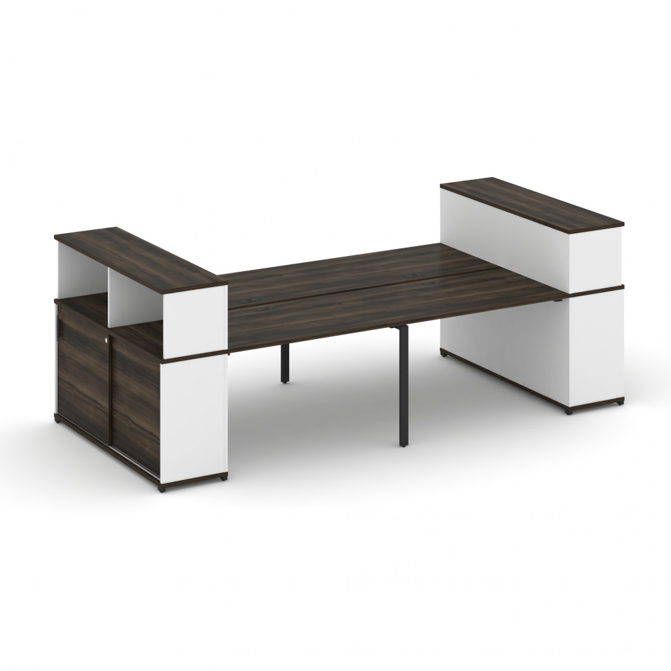 Concept Рабочая станция с опорными шкафами-купе с надставкой низ. CN.DRS-282 B Дуб Мали/Белый Брилли