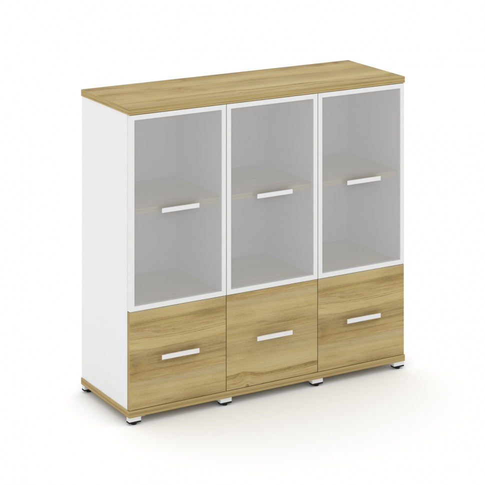 Concept Шкаф 3 узкие секции, 3 ниши CN.STU-332 RMW W Дуб Винченцо/Белый Бриллиант/Металл Белый/Сатин