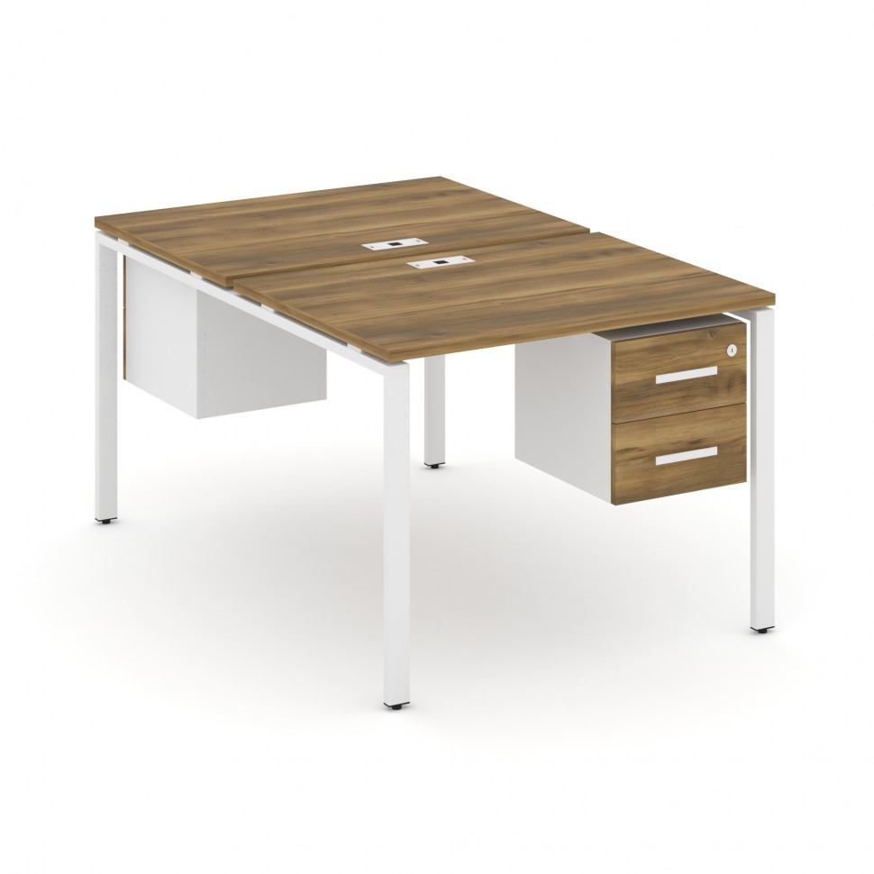 Concept Рабочая станция 2 сторонняя с подвесными тумбами на 2 места CN.DRS-113 W Сандал Янтарный/Бел
