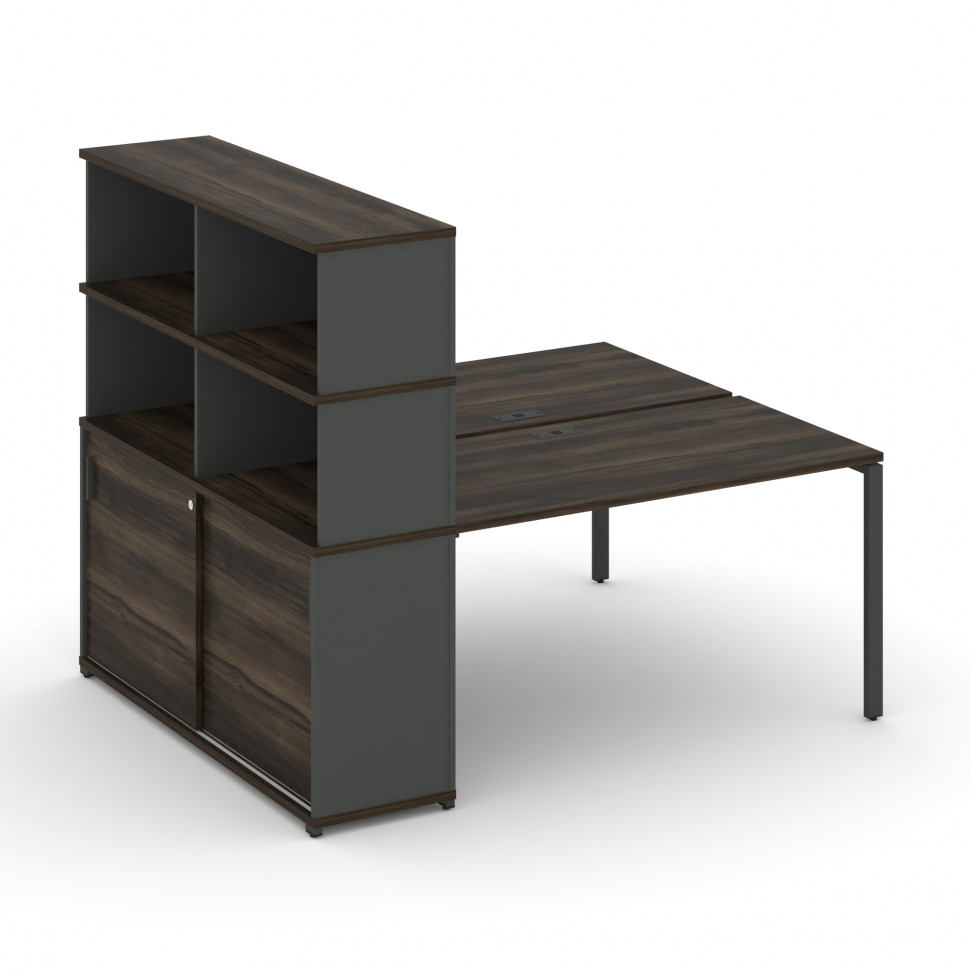 Concept Рабочая станция с опорным шкафом-купе с надставкой выс. CN.DRS-244 A Дуб Мали/Антрацит/Метал