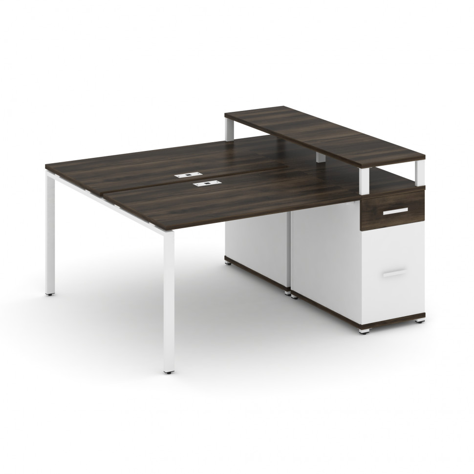 Concept Рабочая станция с 1 опорной тумбой CN.DRS-414 W Дуб Мали/Белый Бриллиант/Металл Белый 1600*1
