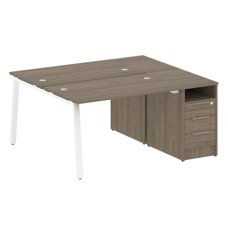 Metal System Рабочая станция с тумбой на А-образном м/к БА.РС-СТП-2.2 Вяз Благородный/Металл Белый 1