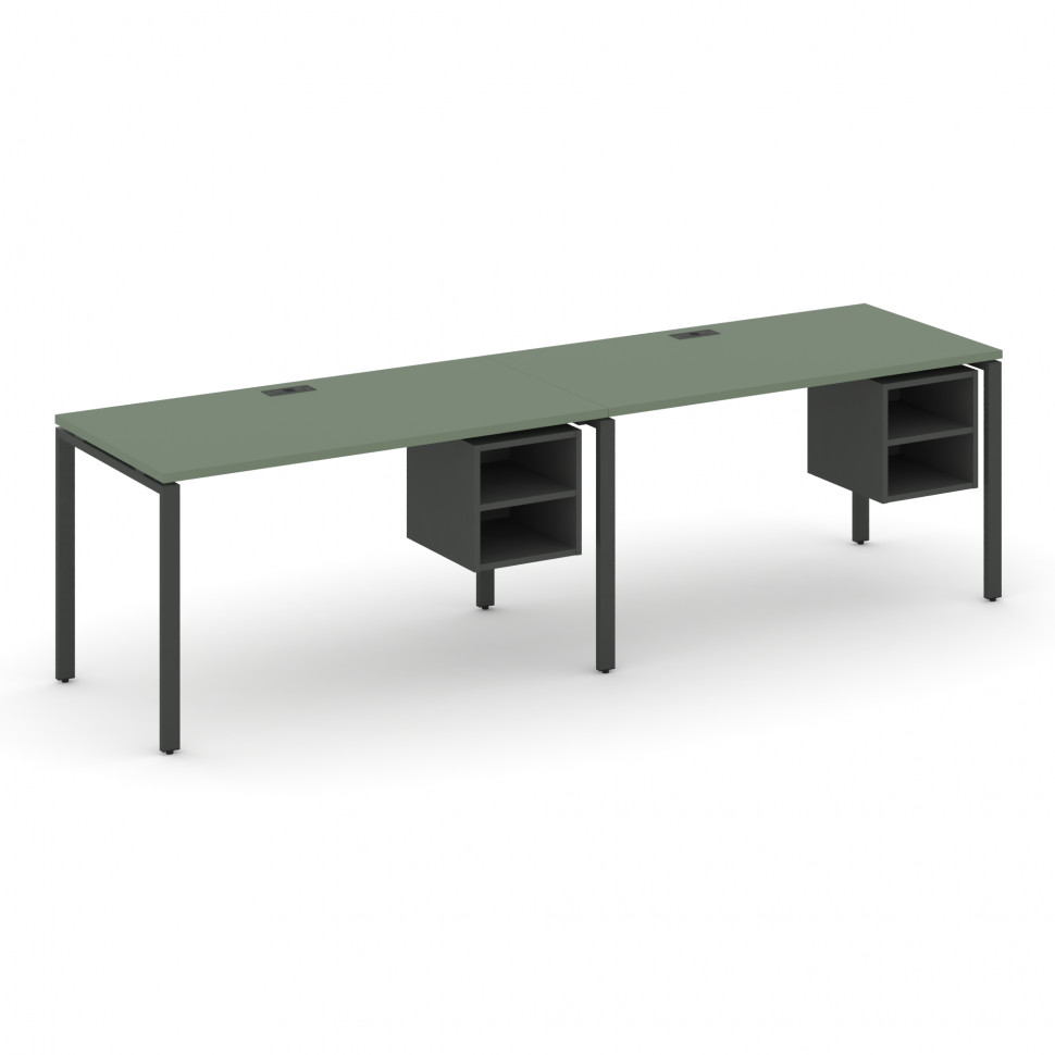 Concept Рабочая станция односторонняя с подвес. тумбами 2 места CN.ORS-107 Кобо/Антрацит/Металл Антр