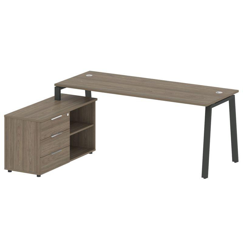 Metal System Рабочая станция с тумбой на А-образном м/к БА.РС-СТС-2.5 (L) Вяз Благородный/Металл Ант