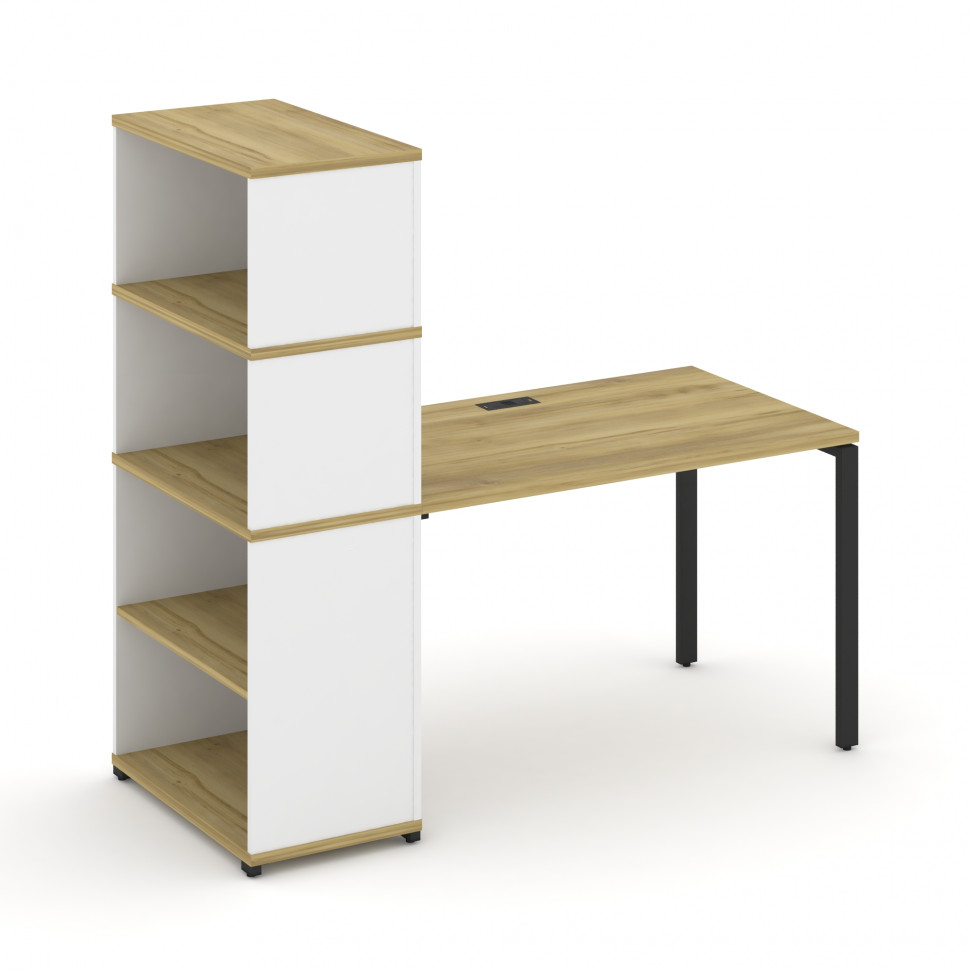 Concept Стол рабочий с опорным стеллажом с надставкой выс. CN.SP-214 Дуб Винченцо/Белый Бриллиант/Ме