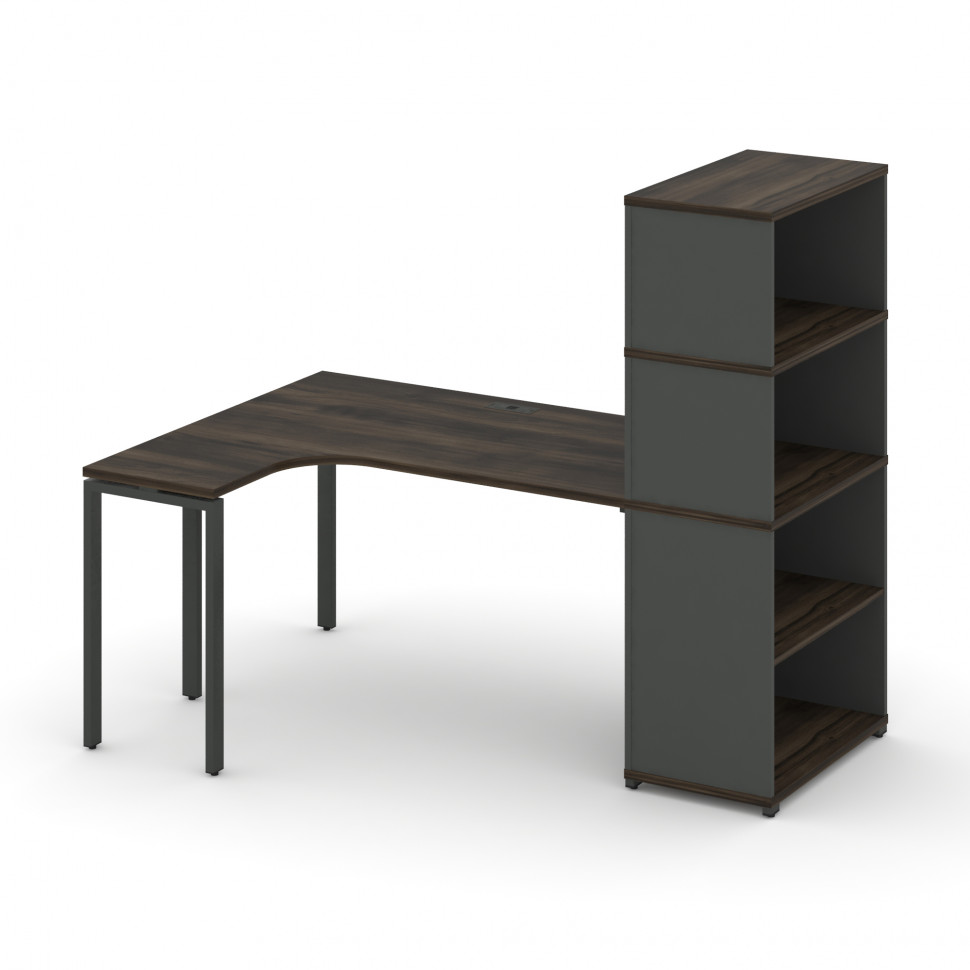 Concept Стол эргономичный с опорным стеллажом с надставкой выс. CN.SA-207(L) Дуб Мали/Антрацит/Метал