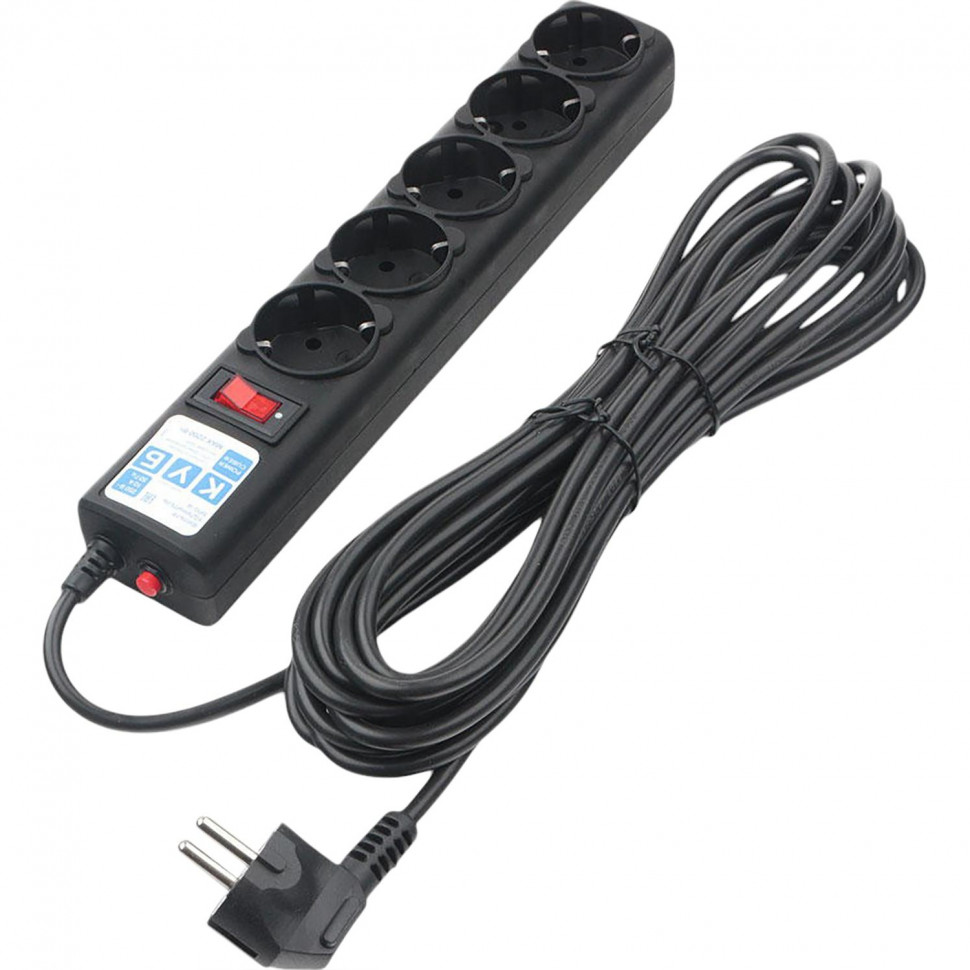 Сетевой фильтр Power Cube B 5.0 м 5 розеток (черный) 10А/2,2кВт(SPG5-С5)