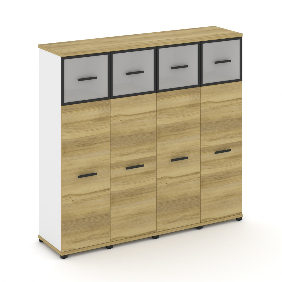 Concept Шкаф 4 узкие секции, 4 ниши CN.STU-444 RMB B Дуб Винченцо/Белый Бриллиант/Металл Черный/Сати