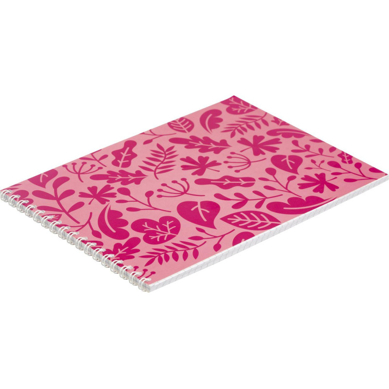 Блокнот А5 40л Attache Magenta клетка, 65г, бел.100% картон,греб,ВД-лак