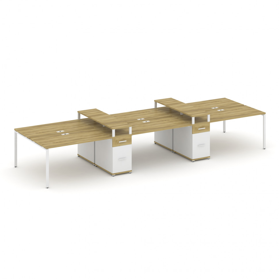 Concept Рабочая станция 6 мест с 2 опорными тумбами CN.DRS-471 W Дуб Винченцо/Белый Бриллиант/Металл Concept Рабочая станция 6 мест с 2 опорными тумбами CN.DRS-471 W Дуб Винченцо/Белый Бриллиант/Металл