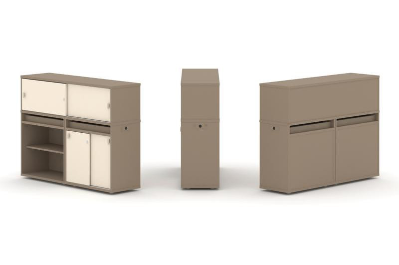 Estetica Набор №10. Тумба двойная+низкая надставка ES.NB.2N-10 Латте/Сатин 1500*410*1135