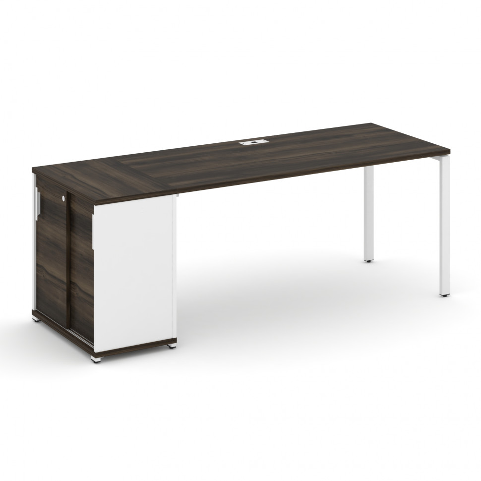 Concept Стол рабочий с опорным шкафом-купе CN.SP-236 W Дуб Мали/Белый Бриллиант/Металл Белый 2000*72