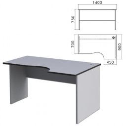 Стол письменный эргономичный "Монолит", 1400х900х750 мм, правый, цвет серый, СМ4.11