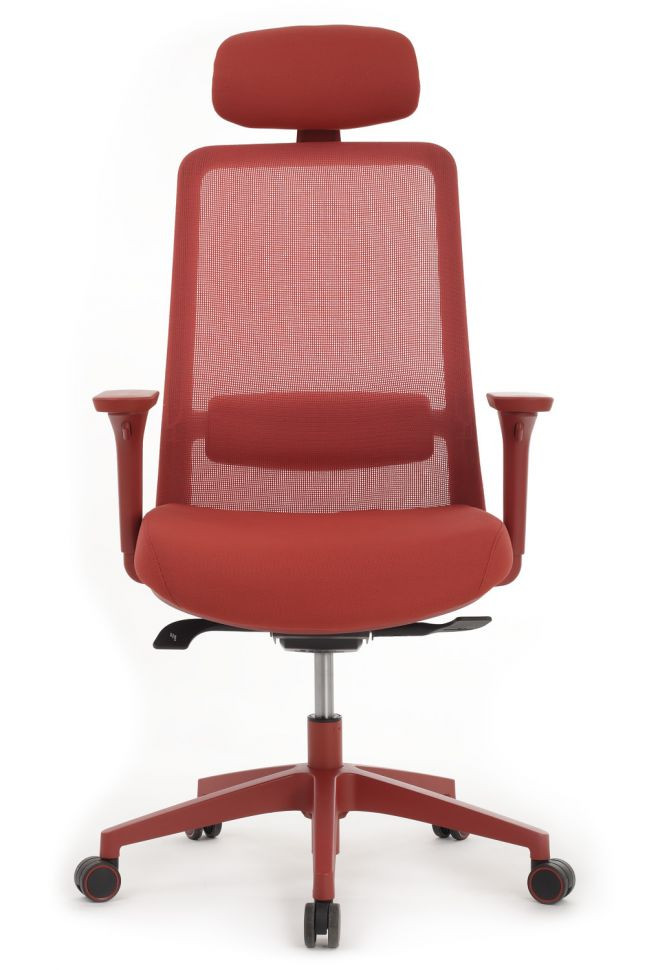 Кресло WORK W-218C red Красный пластик/Красная сетка 65-64-113-123