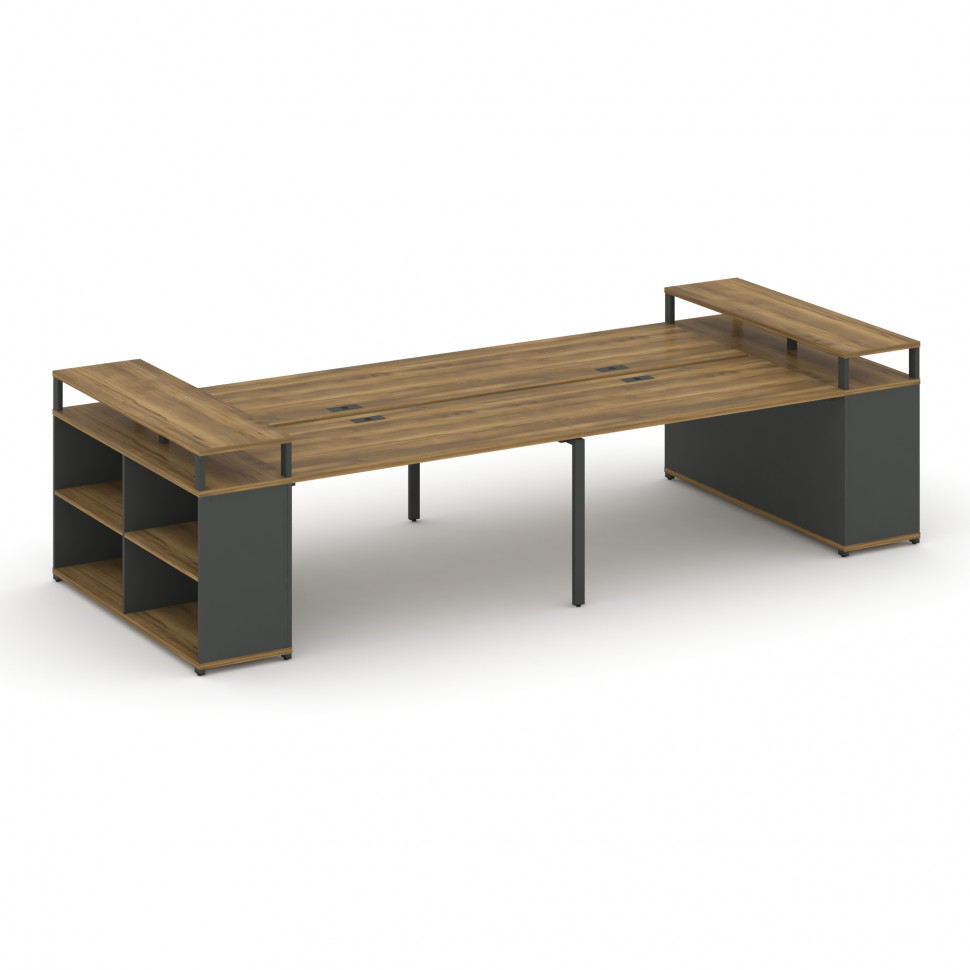 Concept Рабочая станция с опорными стеллажами с верх. горизонтами CN.DRS-252 Сандал Янтарный/Антраци