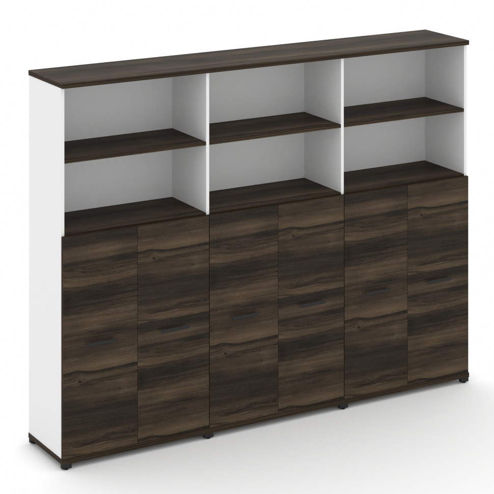 Concept Шкаф 3 широкие секции, 5 ниш CN.STS-534 B Дуб Мали/Белый Бриллиант/Металл Черный 2500*420*19