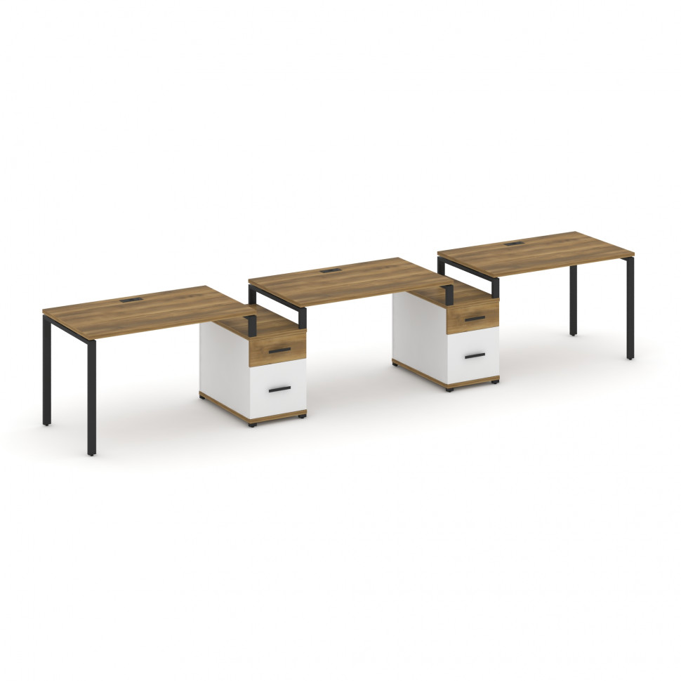 Concept Рабочая станция 3 места с 2 опорными тумбами CN.ORS-330 B Сандал Янтарный/Белый Бриллиант/Ме Concept Рабочая станция 3 места с 2 опорными тумбами CN.ORS-330 B Сандал Янтарный/Белый Бриллиант/Ме