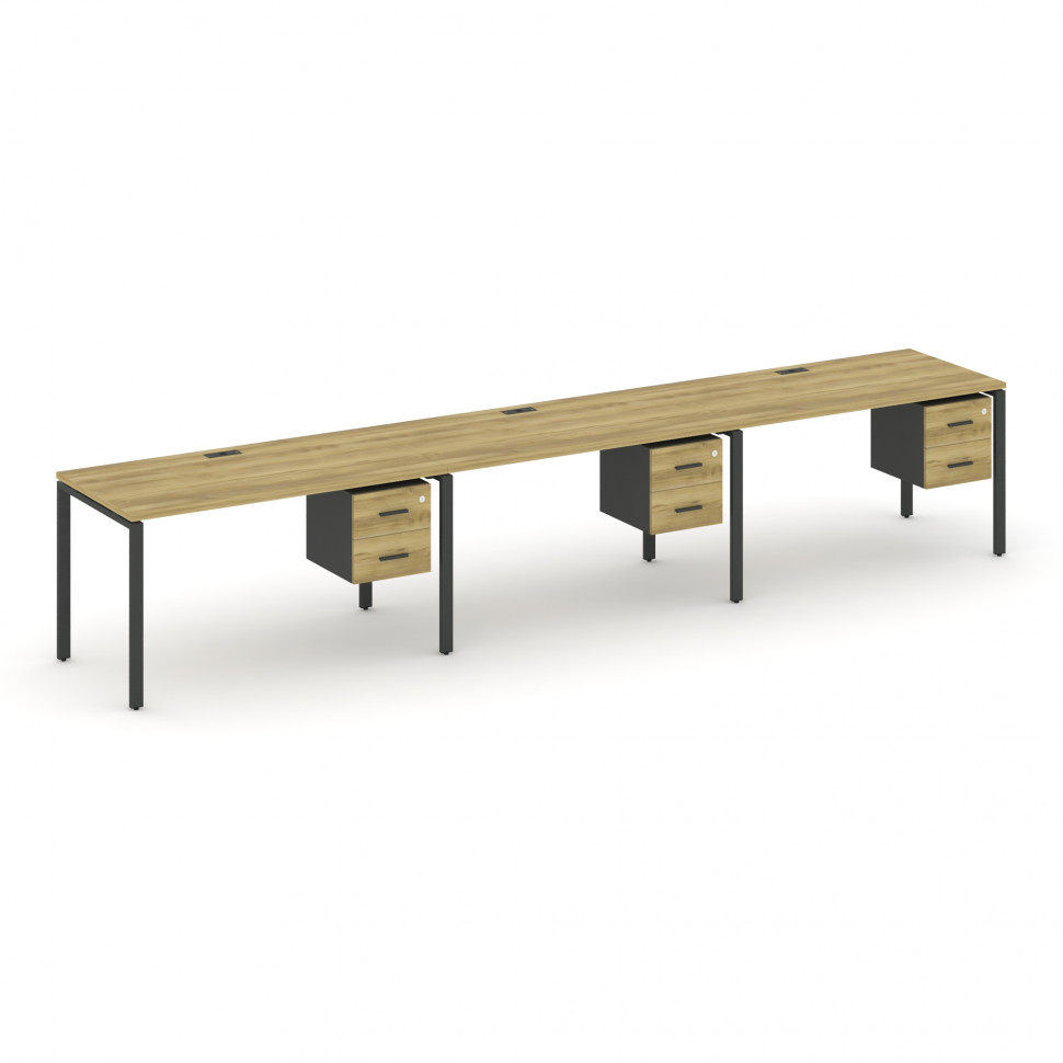 Concept Рабочая станция односторонняя с подвес. тумбами 3 места CN.ORS-134 A Дуб Винченцо/Антрацит/М