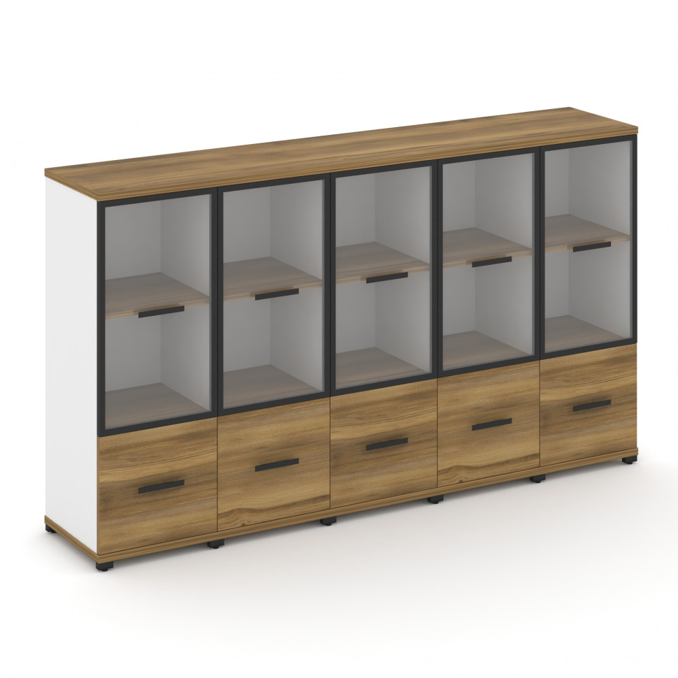 Concept Шкаф 5 узких секций, 3 ниши CN.STU-352 RPB B Сандал Янтарный/Белый Бриллиант/Металл Черный/П