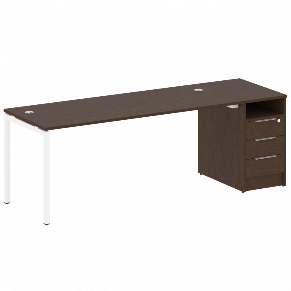 Metal System Quattro Рабочая станция с тумбой на П-образном м/к 40БП.РС-СТП-1.5 Венге Цаво/Металл Бе Metal System Quattro Рабочая станция с тумбой на П-образном м/к 40БП.РС-СТП-1.5 Венге Цаво/Металл Бе