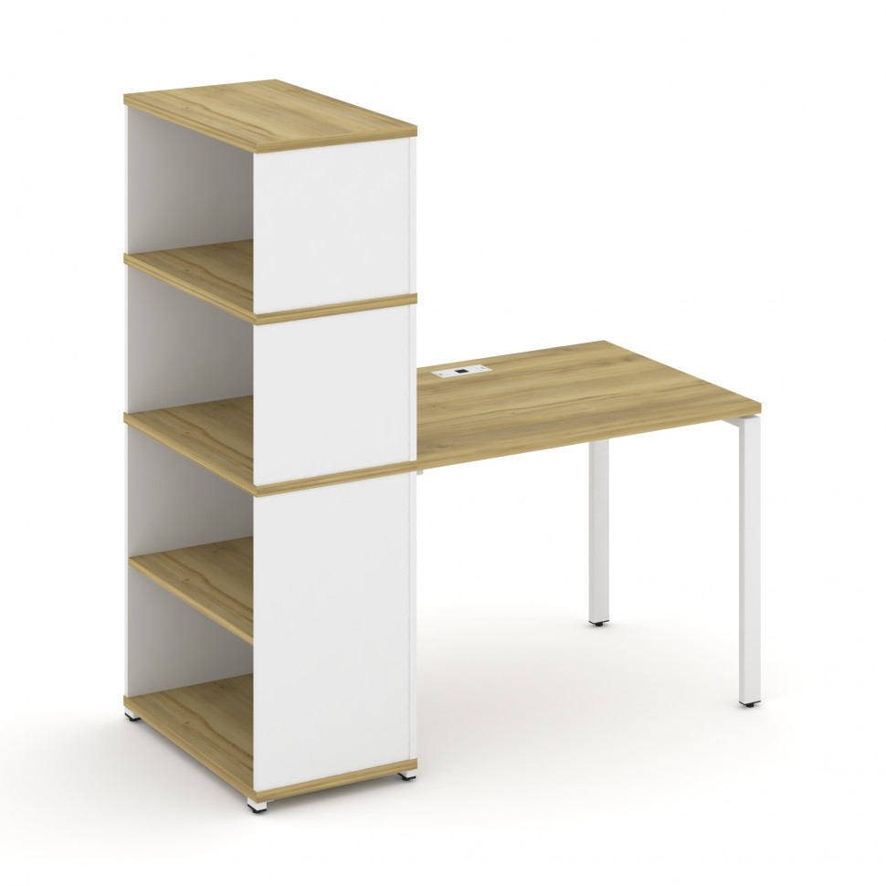 Concept Стол рабочий с опорным стеллажом с надставкой выс. CN.SP-213 Дуб Винченцо/Белый Бриллиант/Ме