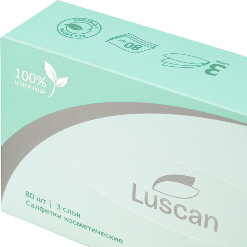Салфетки косметические Luscan 3сл 80шт/уп белые Салфетки косметические Luscan 3сл 80шт/уп белые