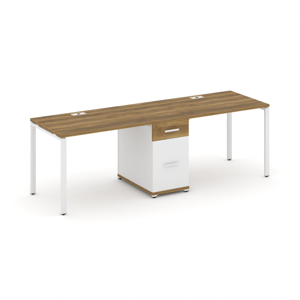 Concept Рабочая станция 2 места с 1 опорной тумбой CN.ORS-405 W Сандал Янтарный/Белый Бриллиант/Мета Concept Рабочая станция 2 места с 1 опорной тумбой CN.ORS-405 W Сандал Янтарный/Белый Бриллиант/Мета