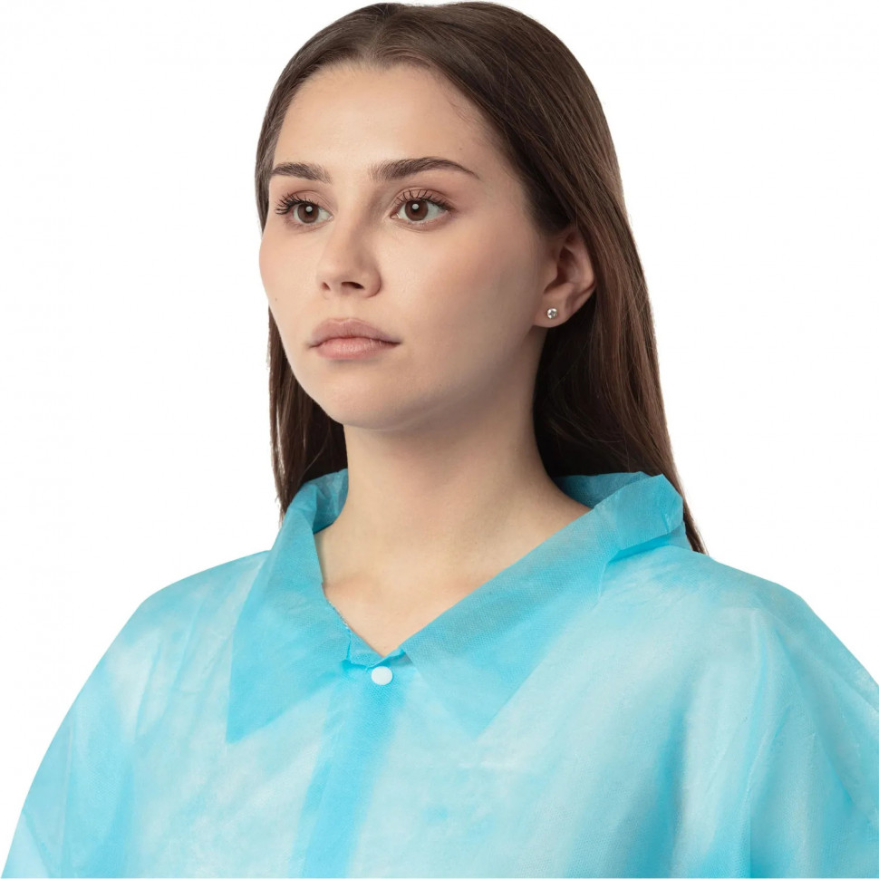 Халат однораз. д/посетителя на кнопках,голубой,XL,6514,1шт/уп,ПС