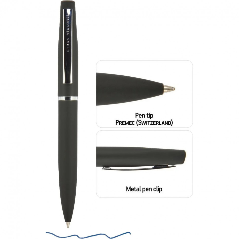 Ручка шариковая автомат. PORTOFINO черный металл,1мм, син, 20-0251/01