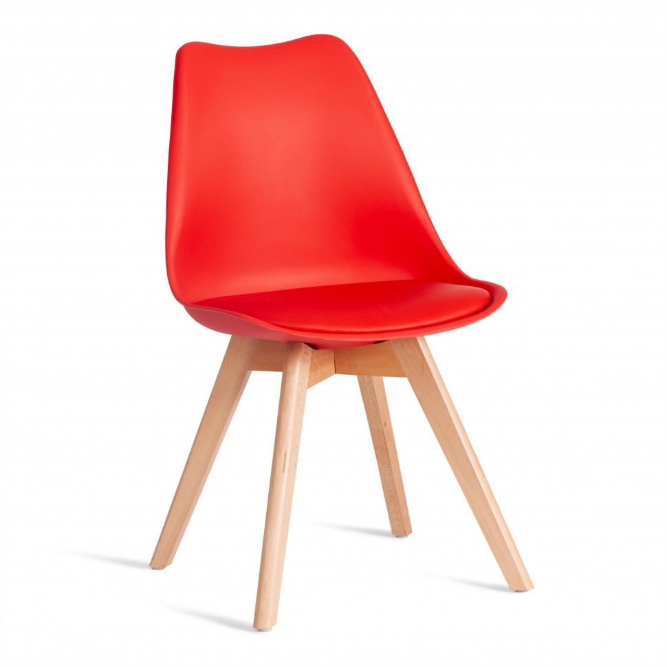 Стул TULIP (mod. 73-1) дерево/пластик/экокожа, 47,5x55x80 см, Красный (Red)