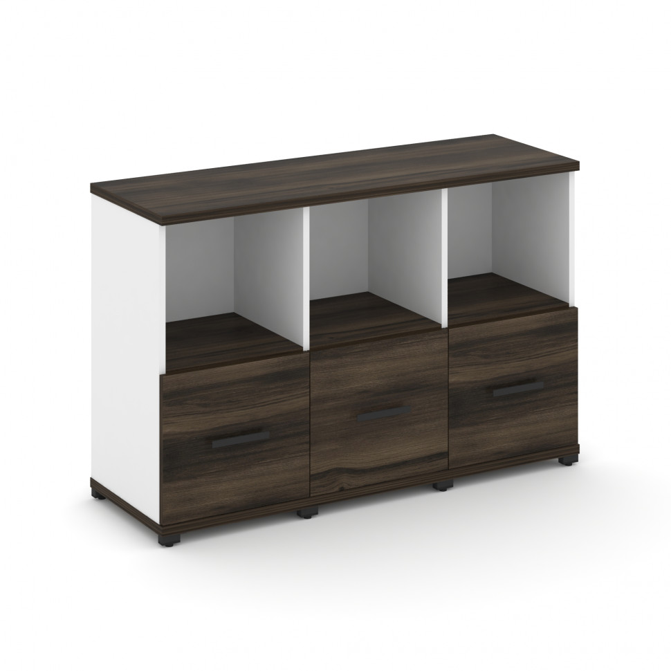 Concept Шкаф 3 узкие секции, 2 ниши CN.STU-231 B Дуб Мали/Белый Бриллиант/Металл Черный 1252*420*818