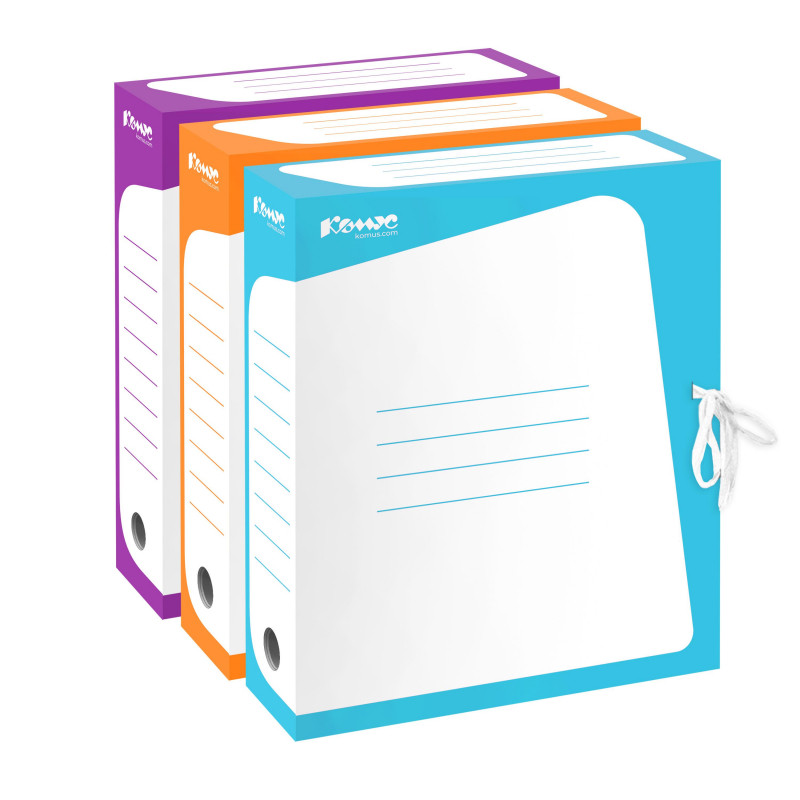Короб архивный Комус гофрокартон, 75мм, бирюзовый корешок
