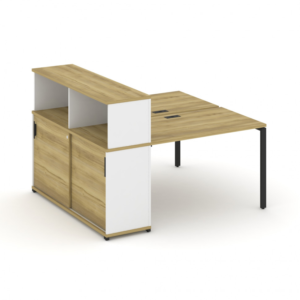 Concept Рабочая станция с опорным шкафом-купе с надставкой низ. CN.DRS-238 B Дуб Винченцо/Белый Брил
