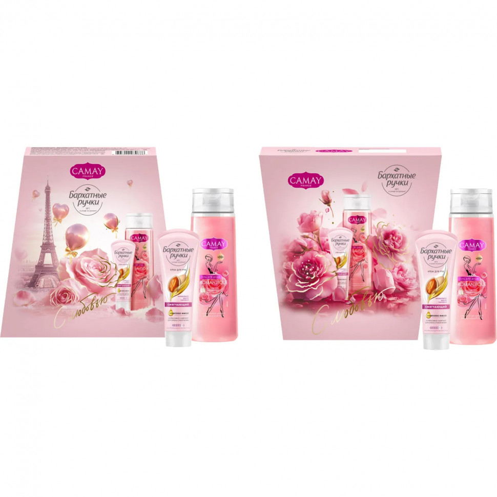 Подарочный набор Camay+Бархатные ручки женский гель для душа и крем для рук