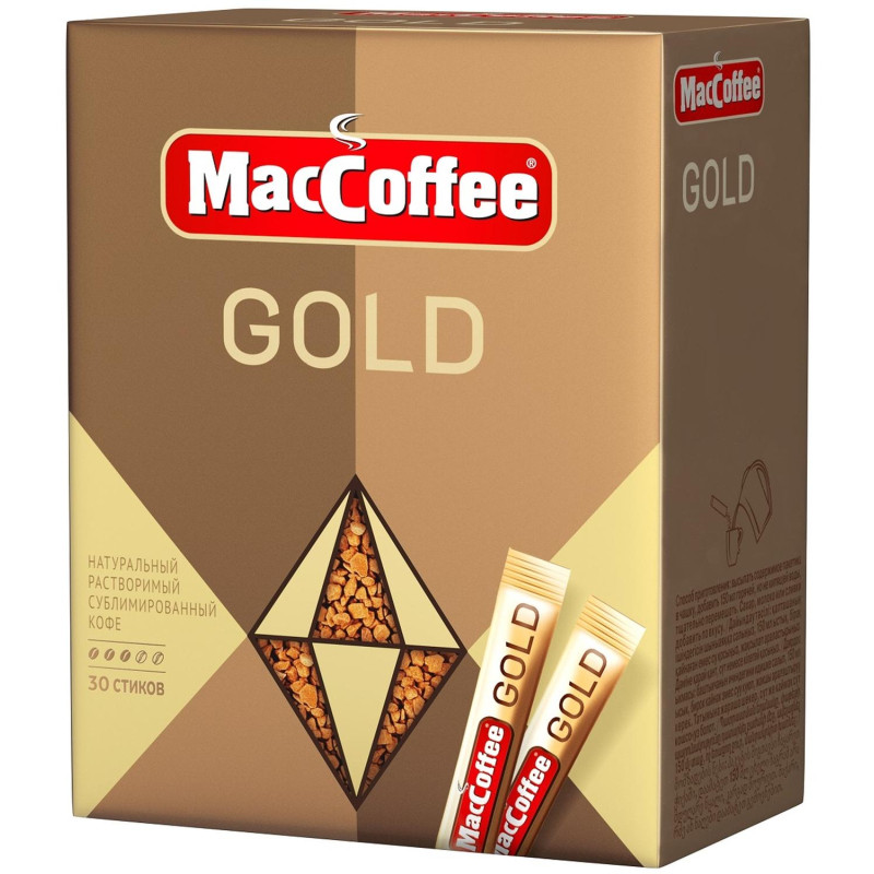 Кофе растворимый порционный MacCoffee Gold, сублимированный 2гх30 шт/уп