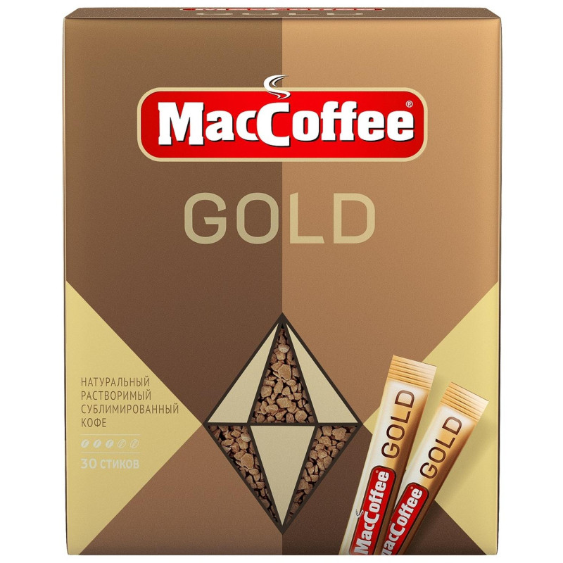 Кофе растворимый порционный MacCoffee Gold, сублимированный 2гх30 шт/уп