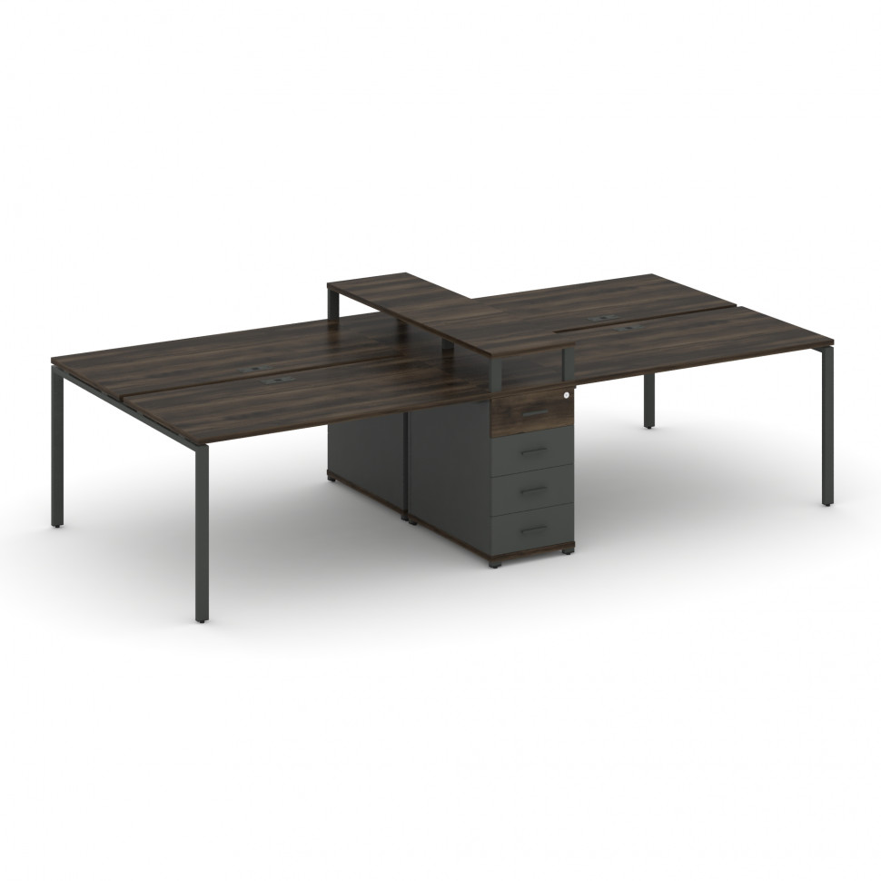 Concept Рабочая станция 4 места с 1 опорной тумбой CN.DRS-434 A Дуб Мали/Антрацит/Металл Антрацит 27