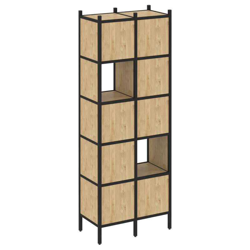 Loft Прямой стеллаж VR.L-05 Тиквуд Светлый/Металл Черный 862*446*2280 Loft Прямой стеллаж VR.L-05 Тиквуд Светлый/Металл Черный 862*446*2280