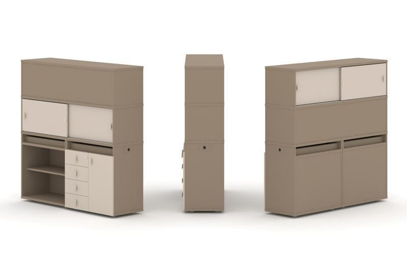 Estetica Набор №12. Тумба двойная+высокая надставка ES.NB.2V-12 Латте/Капучино 1500*410*1520