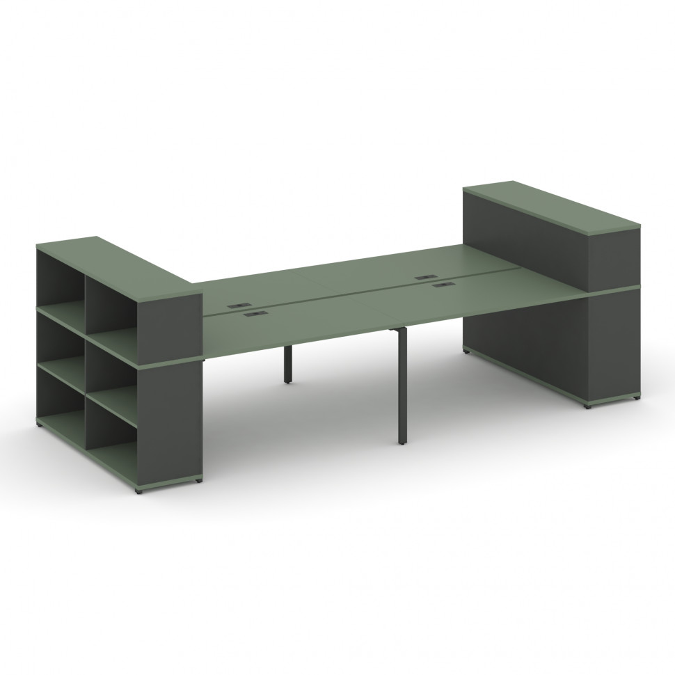 Concept Рабочая станция с опорными стеллажами с надставкой низ. CN.DRS-253 Кобо/Антрацит/Металл Антр