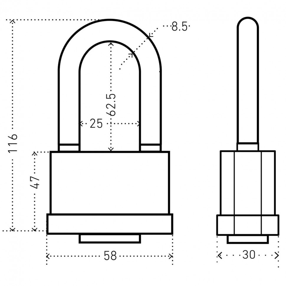 Замок навесной всепог_УЗК Аллюр ВС1Ч-375ПД (58xd=8,4x62,5)чуг.чер(дл.д/6кл)
