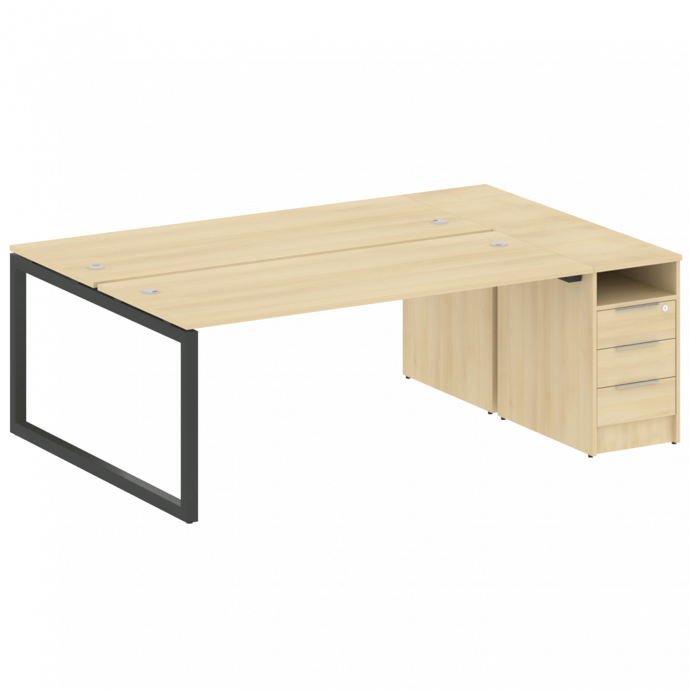 Metal System Quattro Рабочая станция с тумбой на О-образном м/к 50БО.РС-СТП-2.5 Акация Лорка/Металл