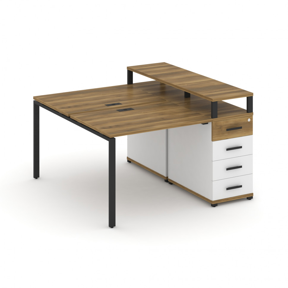 Concept Рабочая станция с 1 опорной тумбой CN.DRS-409 B Сандал Янтарный/Белый Бриллиант/Металл Черны