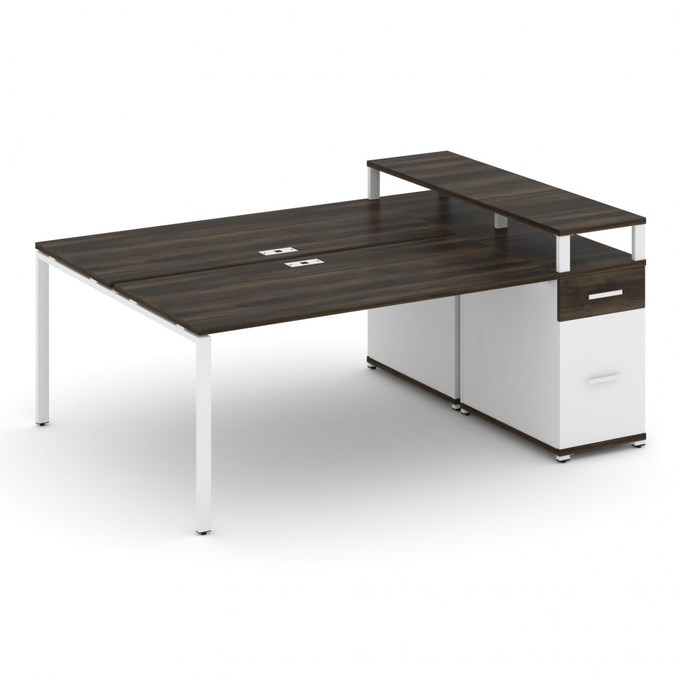 Concept Рабочая станция с 1 опорной тумбой CN.DRS-416 W Дуб Мали/Белый Бриллиант/Металл Белый 2000*1